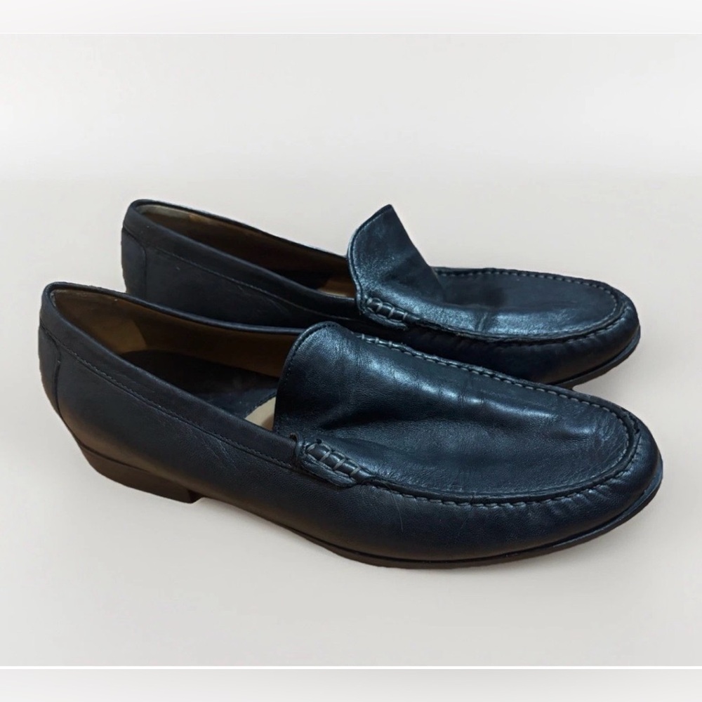 Johnston & Murphy Sz 10 Cresswell Venetian Soft Sheepskin Leather Black Slip On